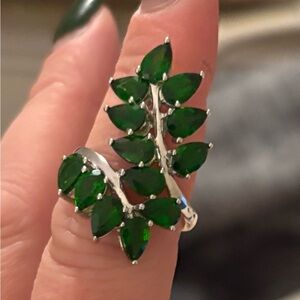 Chrome diopside Leaf Sterling silver Ring size 7